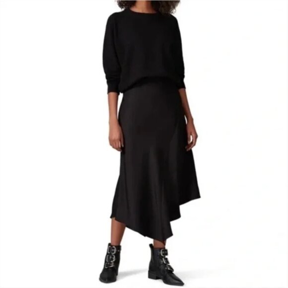 Anine Bing Bailey Asymmetrical Silk Skirt - Black - Picture 1 of 8